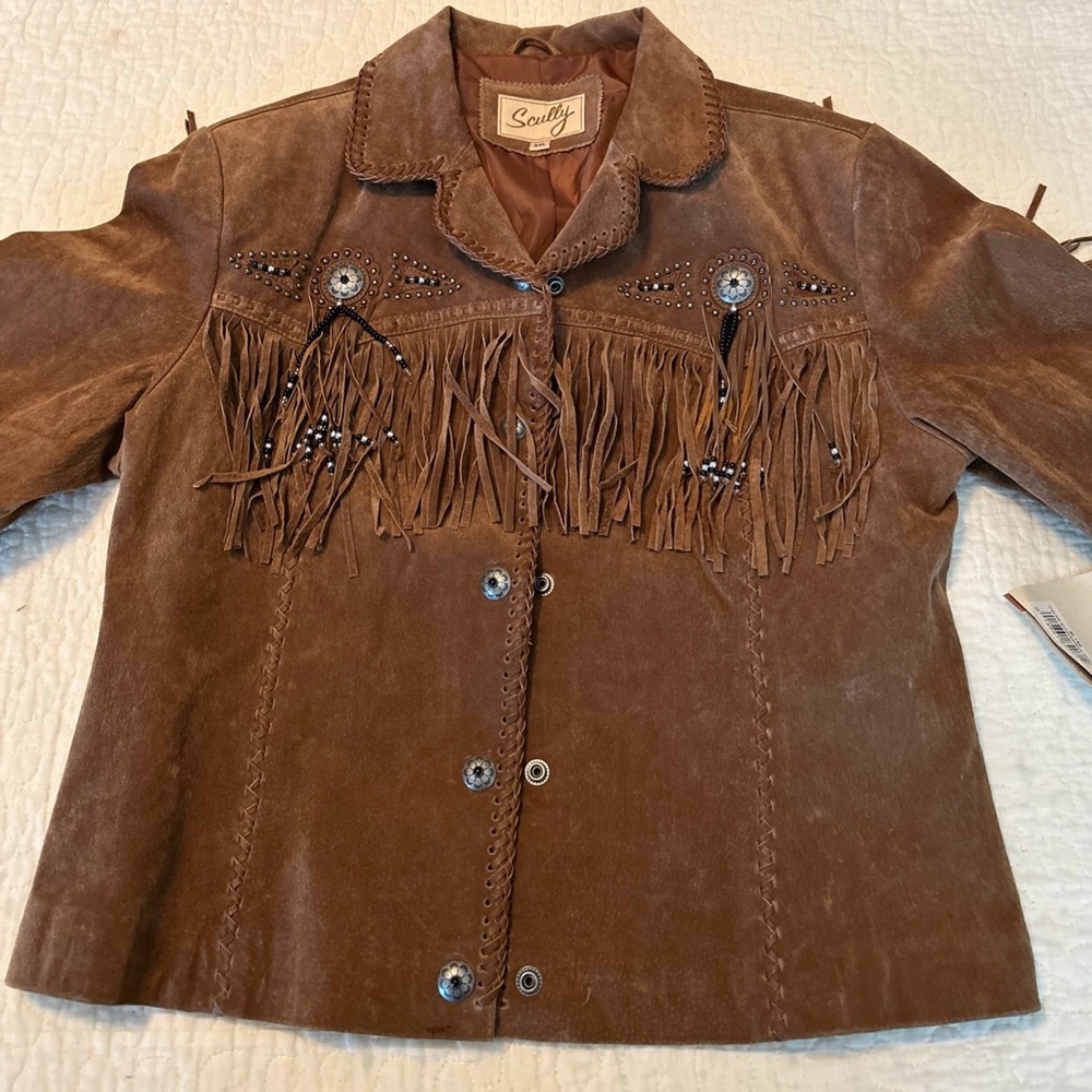 Scully Tan Suede Fringe Leather Jacket